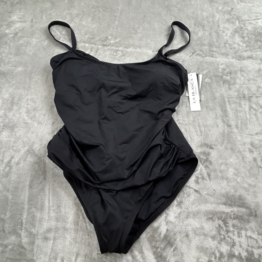 NWT La Blanca Swimsuit Womens 16W black one piece adjustable straps MSRP  $109 - Picture 8 of 12